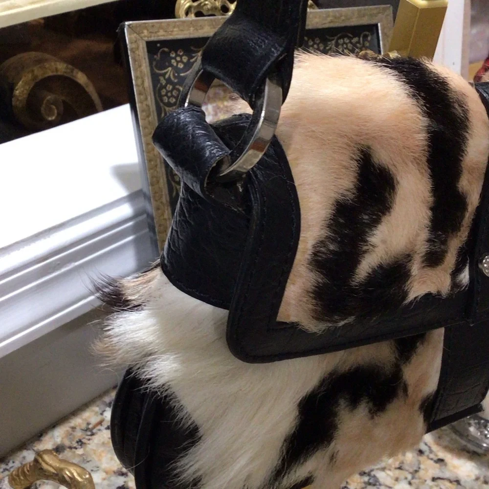 Versace Jeans Couture Faux Tiger Fur Shoulder Bag